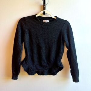Benedetta B Black Peplum/Ruffled Hem Sweater Super Soft Small